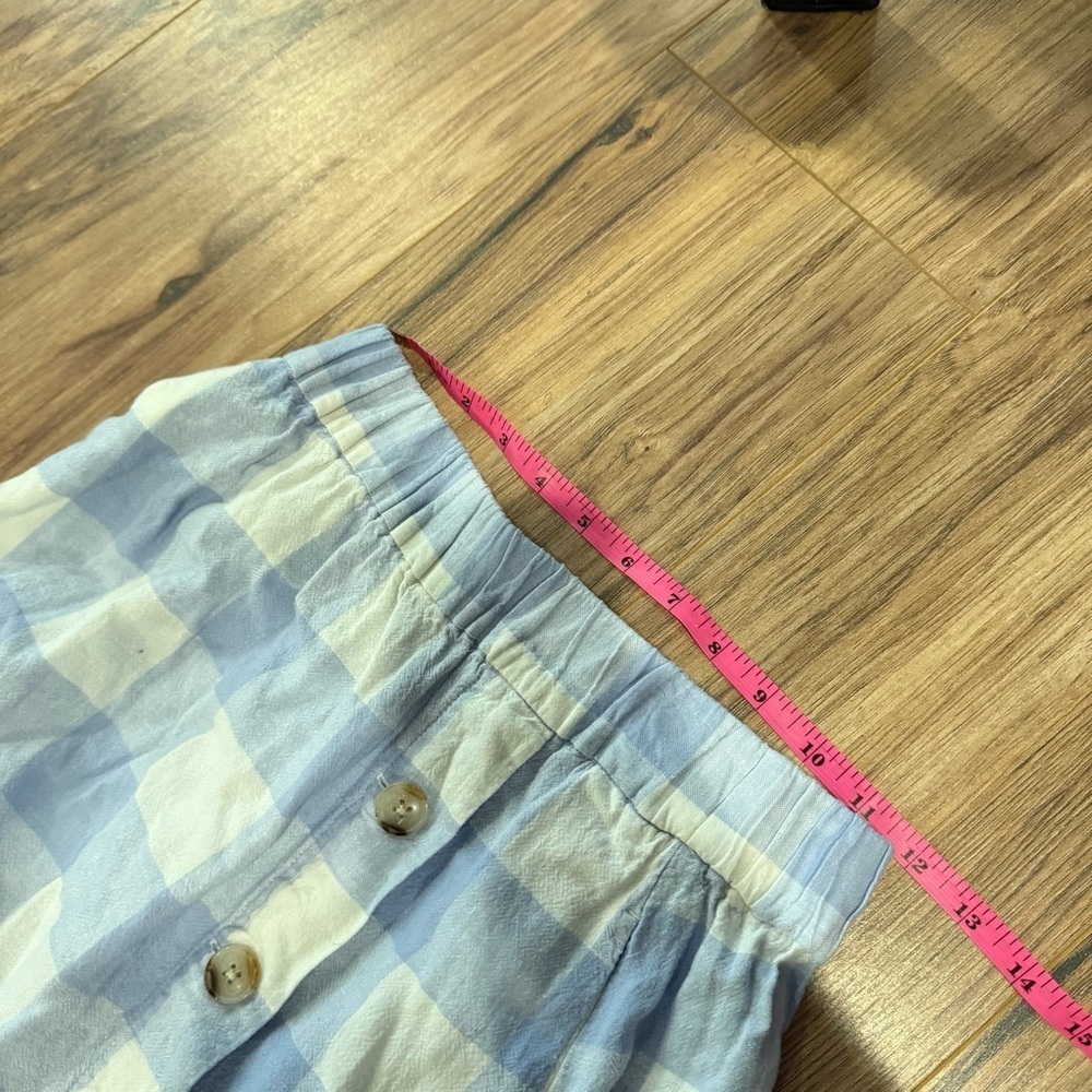 Madewell Linen-Blend Side-Button Midi Skirt in Gingham Check - Picture 8 of 12